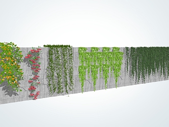 Modern Vines Climbing Wall Plants 3d model