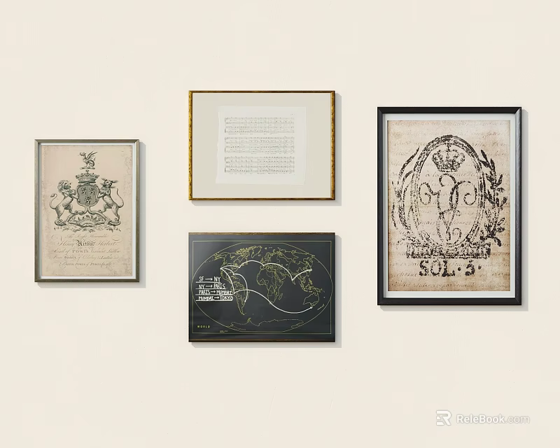 Abstract Paintings Wall Art Decor With Various Frames And Artistic Patterns 3d model