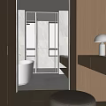 Elegant Modern Bathroom Interior with Marble Walls Bathtub Glass Shower and Double Sinks