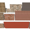 Various Textured Wall Surfaces With Brick Stone And Different Material Designs 3d model
