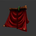 Home Decorative Tapestry With Red Fabric Wooden Rod Green Decoration And Round Buttons