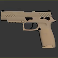 Modern Tan Tactical Pistol With Ergonomic Grip And Black Accents