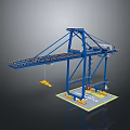 Blue Industrial Crane Model Featuring Extended Boom Yellow Hook And Stable Base 3d model