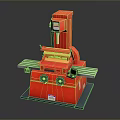 Red Industrial Milling Machine With Worktable Control Panel And Stable Base 3d model