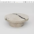 Round Marble Coffee Table With Natural Surface Veins And Solid Base Design 3d model
