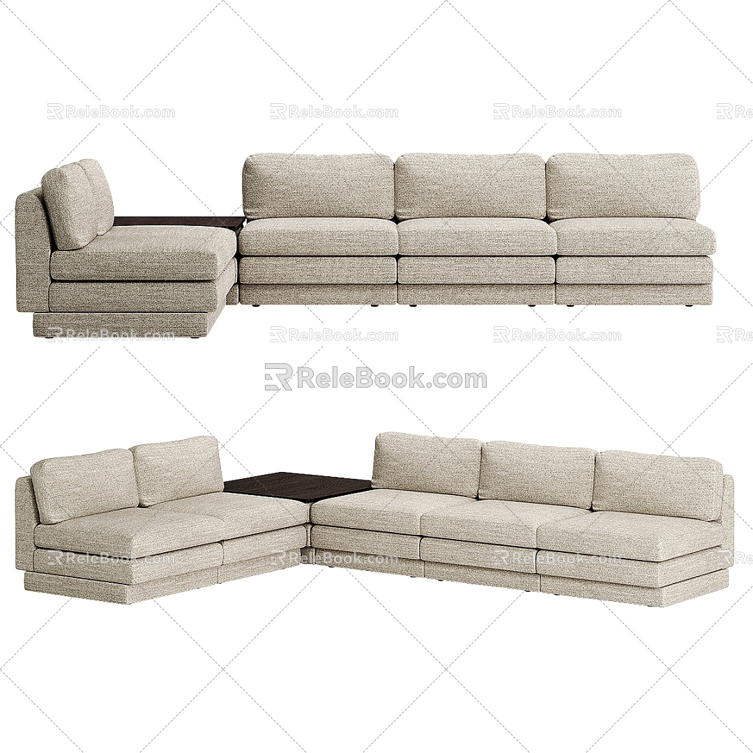 Modern Simple Multi-person Sofa Sofa Simple Double Sofa Pillow 3d model