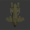 Military Scifi Spaceship 3D Model With Angular Design And Olive Green Color