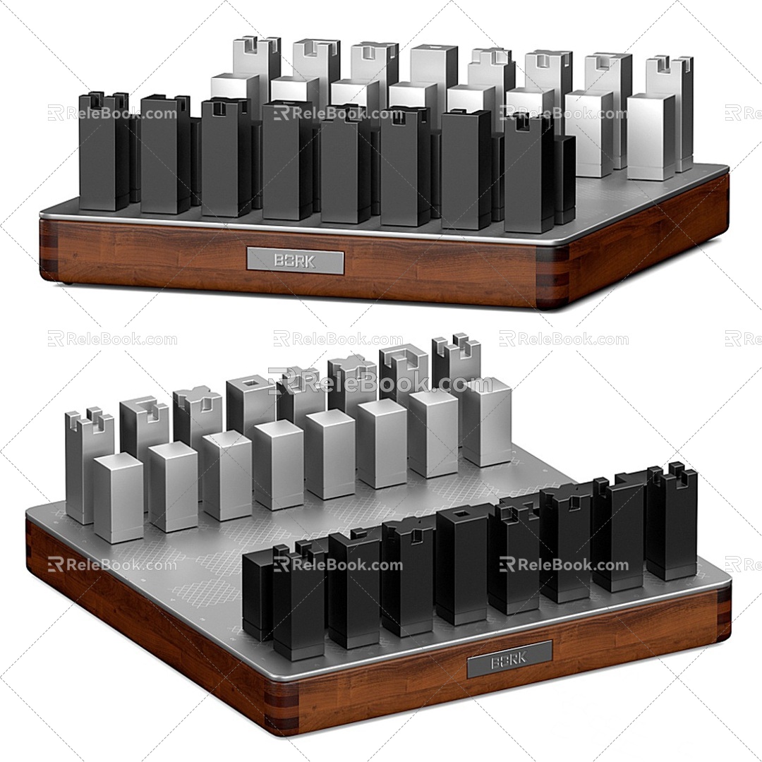 Modern Chess Metal Chess Board Combination model