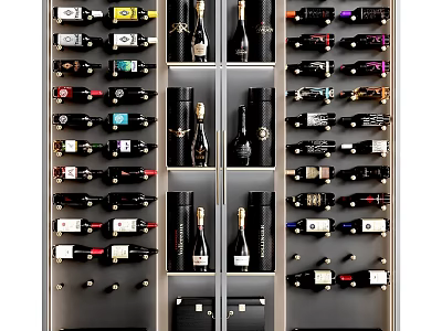 Commercial Wine Cabinet with Neatly Arranged Wine Bottles and Modern Design 3d model