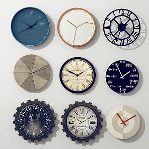 American clock fashion wall clock combination 3d model