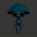 Blue Mushroom Head Game Movie Character With Large Eyes And Slender Body Design