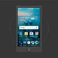 Smartphone With Modern Design Displaying Time Weather And App Icons On Screen