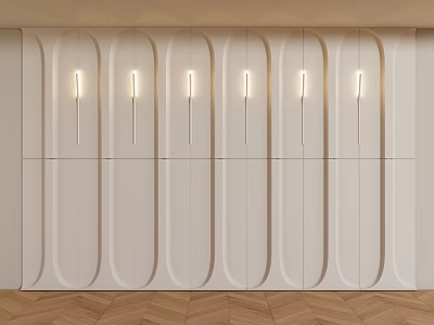 Modern Interior Wall Paneling With Curved Design And Linear Lights 3d model