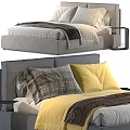 Modern Double Bed Design With Sleek Headboard Plush Pillows And Soft Bedding 3d model