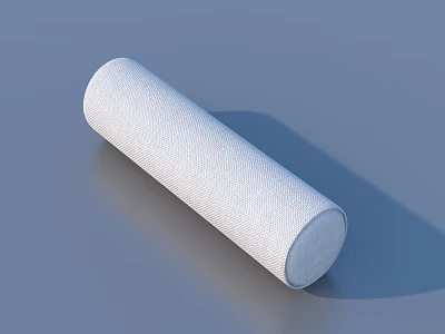 White Cylindrical Soft Cushion With Textured Surface On Gray Background 3d model