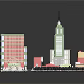 Colorful Cartoon City Scene With Various Buildings And Urban Street Layout
