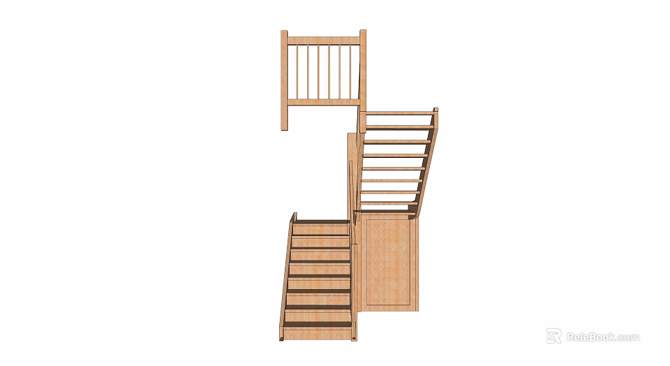 Wooden Staircase Design With Handrail And Steps For Home Interior 3d model 