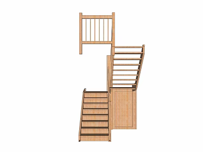 Wooden Staircase Design With Handrail And Steps For Home Interior 3d model
