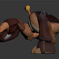 3D Modeled Aquatic Crab With Yellow Eyes Red Orange Claws And Brown Legs