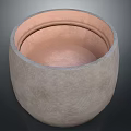Decorative Round Clay Pot With Textured Exterior And Smooth Pink Interior