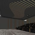 Home Theater Interior With Large Screen Black Seats And Ceiling Linear Lights 3d model