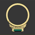 Luxury Gold Ring With Square Green Emerald Gemstone And Diamond Decorative Accents