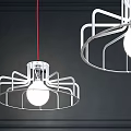 Two Modern Geometric Chandeliers With Metal Frames And White Bulbs Design 3d model