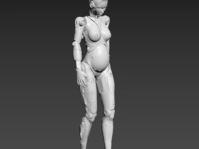 3D Sci Fi Female Android Character Model With Mechanical Body And Humanoid Features 3d model