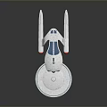 Detailed Starship Model White With Blue Stripes Disc Shaped Hull And Red Engine Accent