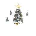 Festive Christmas Decorative Ornament Set With Gold Star Silver Balls And Snowflake Decorations