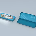 Blue Pencil Cases With Pattern And Open One Having Multiplication Table Inside 3d model