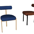 Modern Leisure Chairs With Navy Blue Terracotta Velvet Upholstery And Metal Legs Design