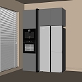 Modern refrigerator cabinet refrigerator built-in oven 3d model