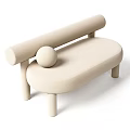 Beige Multi Seater Sofa In Contemporary Style With Rounded Armrests And Cylindrical Legs