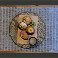 Delicious Breakfast Food With Coffee Bread Pastry On Striped Placemat Tray