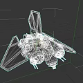 Futuristic Sci Fi Weapon Starfighter With Twin Engines And Angular Wings 3d model