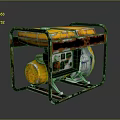 Yellow Silver Portable Generator With Rusted Metal Frame And Control Panel 3d model