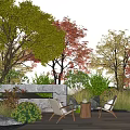 Harmonious Plant Combinations With Colorful Foliage Shrubs And Lawn For Outdoor Wooden Deck Landscape