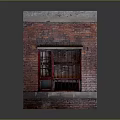 Cartoon Scene Depicting Red Brick Wall With Partially Open Red Framed Window And Iron Grilles