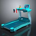 Stylish Blue Modern Treadmill Featuring Digital Display Handrails And Running Belt