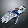 Game Movie Character Futuristic Mechanical Glove With White Gray Blue Design And Digital Screen
