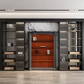 Modern Decorative Cabinet With Marble Backdrop And Illuminated Display Shelves For Elegant Living Room Interior