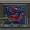 Background dragon background stereo background courtyard landscape 3d model