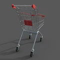 Commercial Shopping Cart with Metal Frame Red Accents and Durable Wheels for Retail Store Use