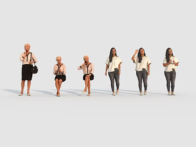 Diverse Women In Different Standing And Sitting Poses With Various Outfits 3d model