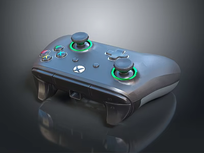 Xbox Computer Game Controller Features Green Joysticks And Ergonomic Design For PC Gaming 3d model
