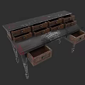 Vintage Wooden Desk With Multiple Drawers And Classic Design Details