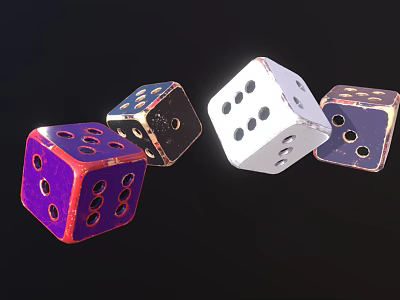 Colorful Dice Used in Board Game Entertainment and Casino Gaming Activities 3d model
