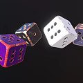Colorful Dice Used in Board Game Entertainment and Casino Gaming Activities