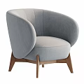 Modern Minimalist Olive Green Upholstered Accent Chair With Curved Backrest And Wooden Legs